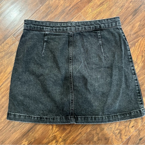 Topshop Nordstrom Moto Skirt Black Grey Gray Buttons Denim Chambray - Picture 2 of 3